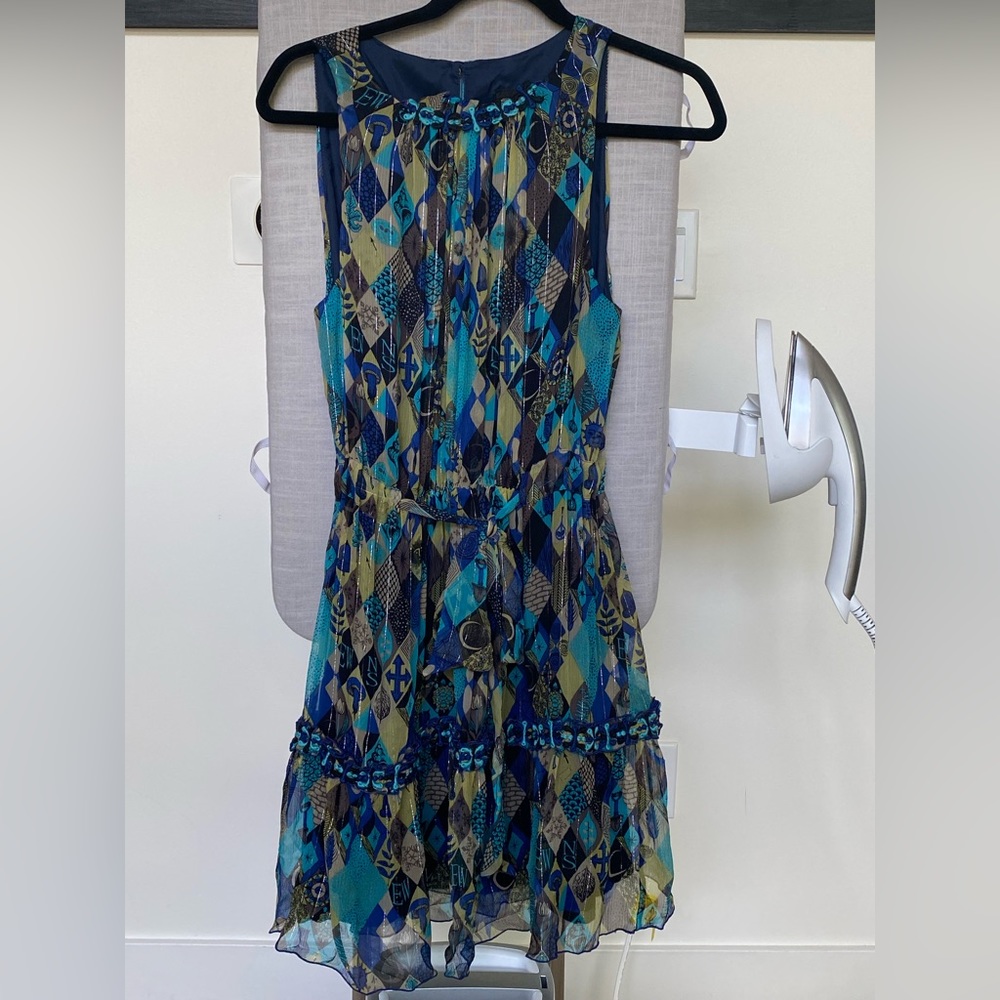 Nautical Design Silk Dress By Anna Sui Medium